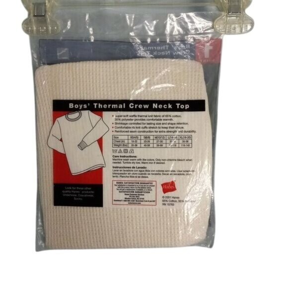 Hanes XS 4/5 Boys Thermal Underwear Crew Neck Top Shirt 2 Packs (1 is open) NEW - Picture 4 of 5